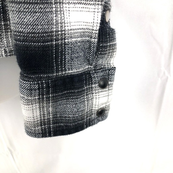 Micros Shirt Men L Black Flannel Plaid Snap Custom Embroidery Western Logo - Picture 7 of 11